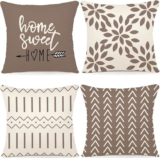 YCOLL Pillow Covers 16x16 Set of 4, Modern Sofa Throw Pillow Cover, Decorative by PillowCoversExpert