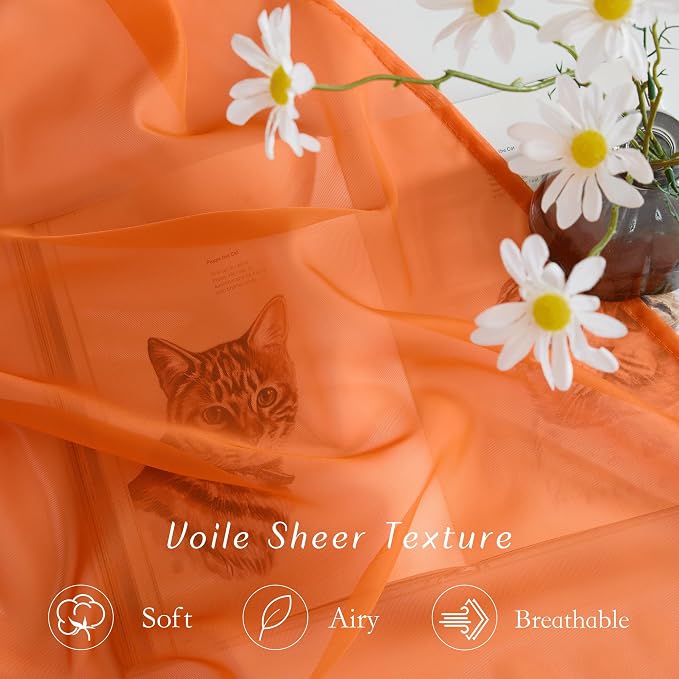 NICETOWN Orange Sheer Window Curtains - Image 4