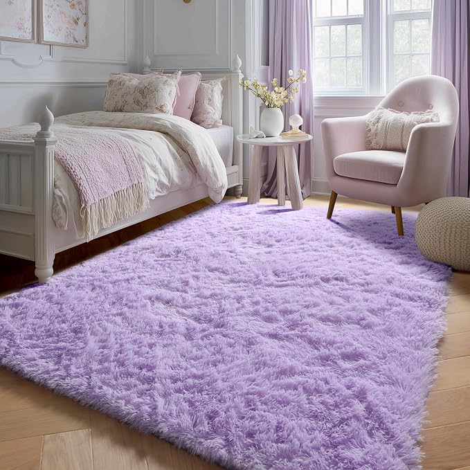 ONASAR Purple Area Rugs for Bedroom Living Room, Fluffy 4x6 Indoor Bedside by ONASAR