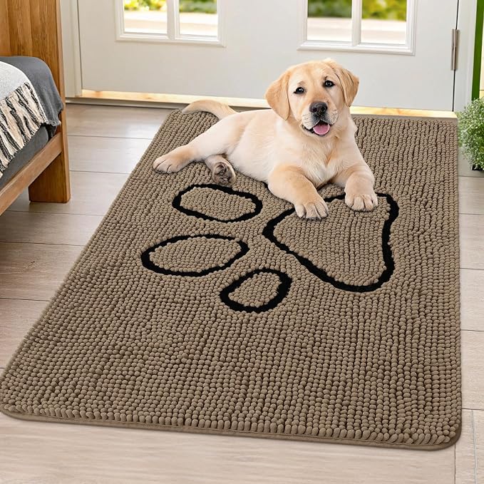 Smiry Dog Door Mat for Muddy Paws, Absorbent Dirt Trapper Non Slip Quick Dry by Smiry