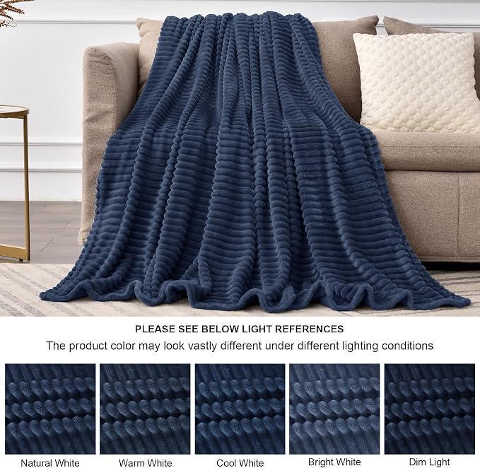 BEDELITE Fleece Blanket Twin Size – 3D Ribbed Jacquard Soft and Warm Decorative - Image 7