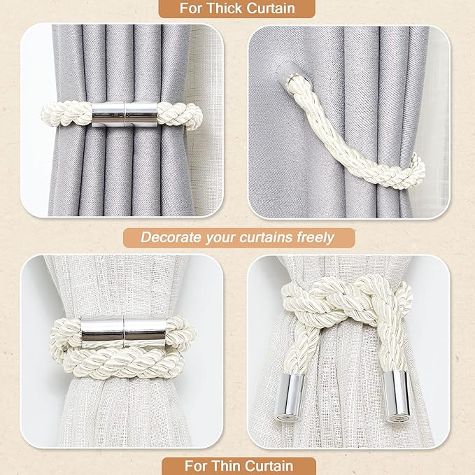 NICEEC 2 Pack Strong Magnetic Curtain Tiebacks Modern Simple Style Drape Tie - Image 6