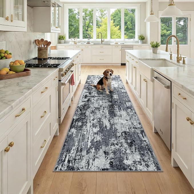 Washable Area Rugs 2'6''x8 Non-Slip Modern Abstract Soft by RELEANY