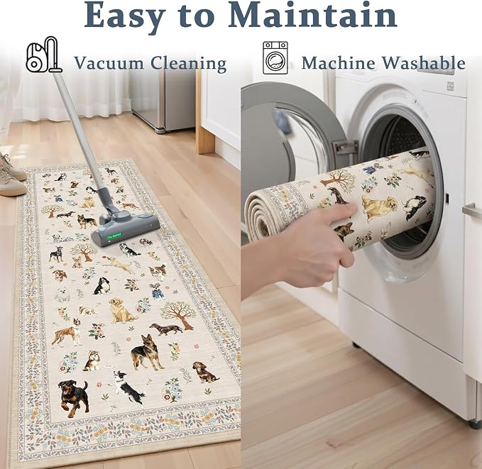 Beige Hallway Runner Rug 2x5 for Bedroom Kitchen | Ultra-Thin;Boho Style;Non - Image 7