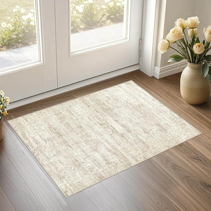 UERMEI 2x3 Entryway Area Rug: Washable Neutral Modern Abstract Small Rug by UERMEI
