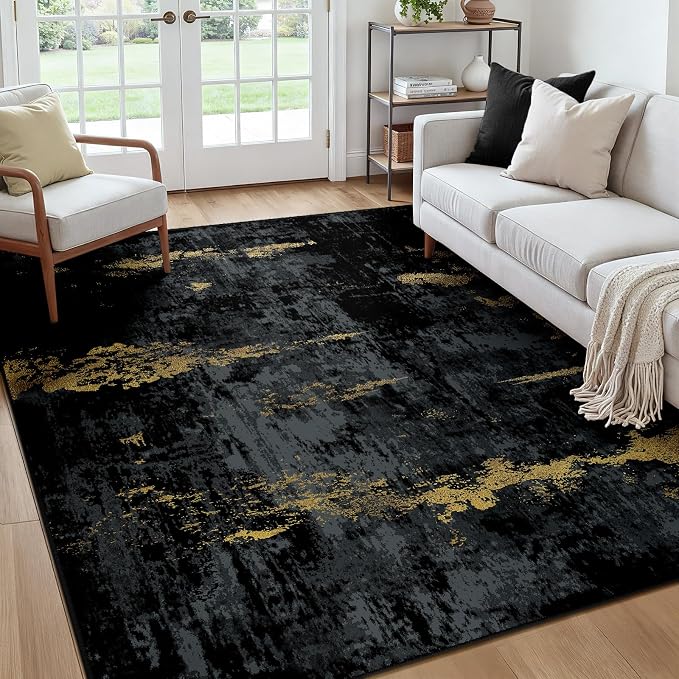 Washable Area Rugs Square 7ft Non-Slip Modern Abstract Soft by RELEANY