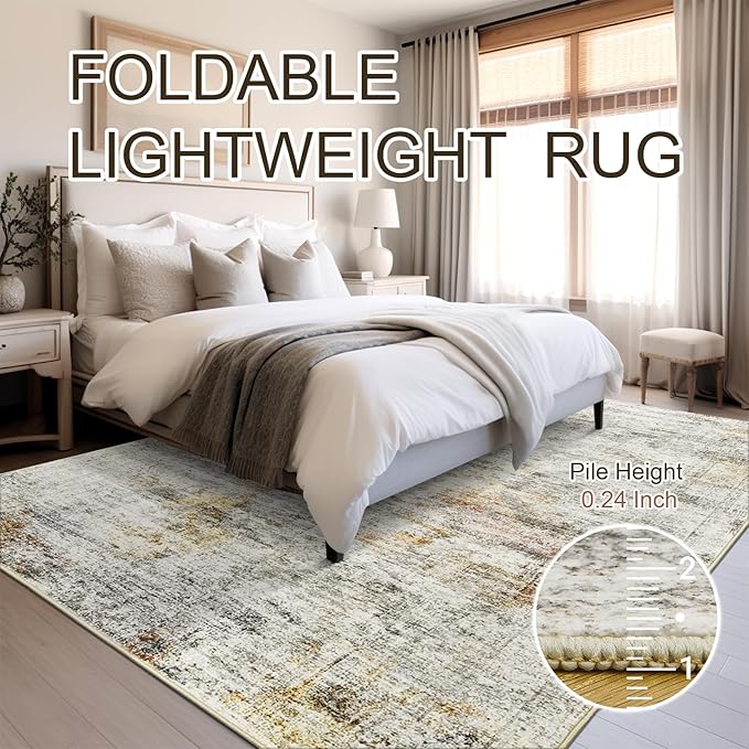 Washable Area Rug 8x10, Large Soft Abstract Rugs - Image 6