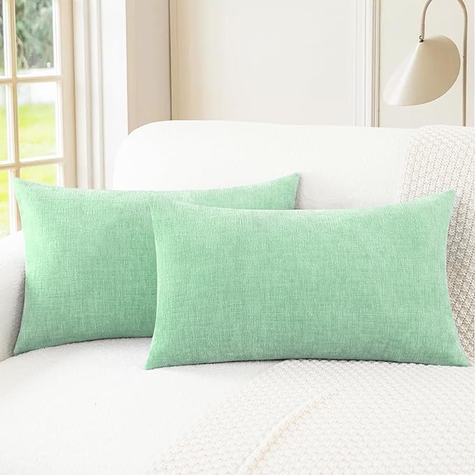 CaliTime Throw Pillow Covers Decorative 12 X 20 Inches Pack of 2 Cozy Chenille by CaliTime