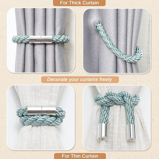 NICEEC 6 Pack Strong Magnetic Curtain Tiebacks Modern Simple Style Drape Tie - Image 6