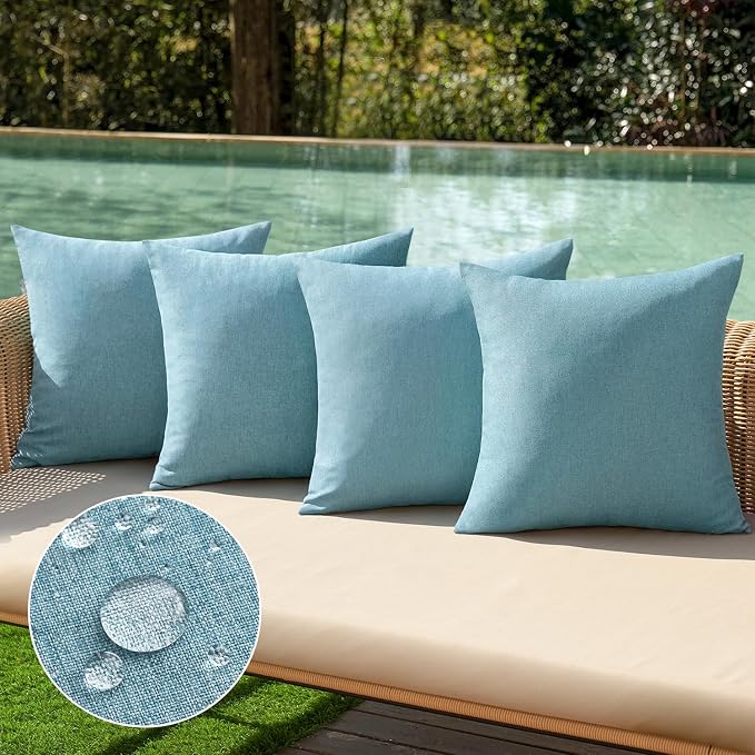 MIULEE Pack of 4 Decorative Outdoor Throw Pillow Covers Linen Waterproof Pillow by MIULEE