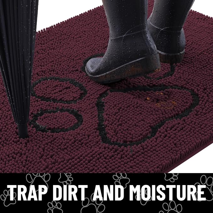Smiry Dog Door Mat for Muddy Paws, Absorbent Dirt Trapper Non Slip Quick Dry - Image 2