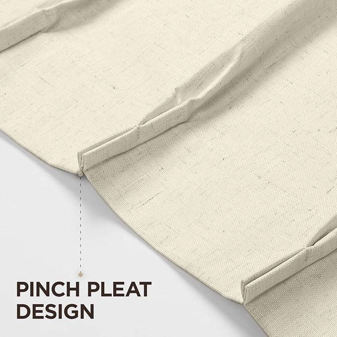 Joydeco Pinch Pleated Linen Curtains Darkening Drapes - Image 5