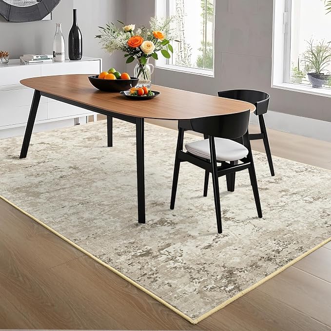 Toneed Abstract Area Rug 7x9 Modern Washable Rug Soft Non Slip Rug Low Pile - Image 4