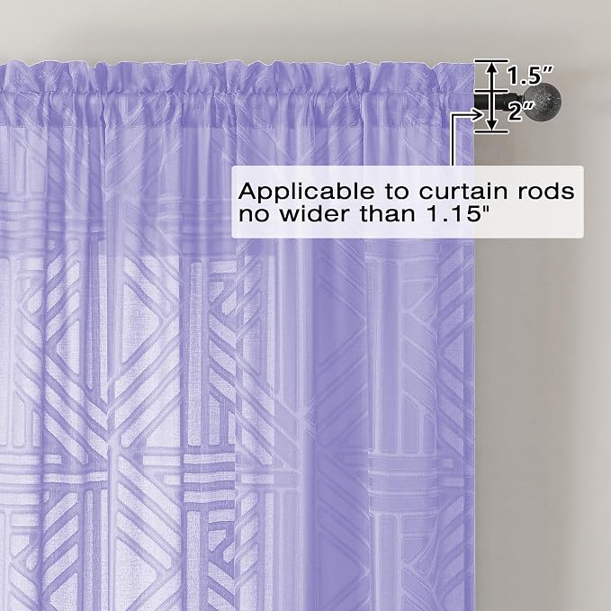 Simplebrand Lavender Semi Sheer Curtains 84 Inches Long 2 Panels, Light - Image 4
