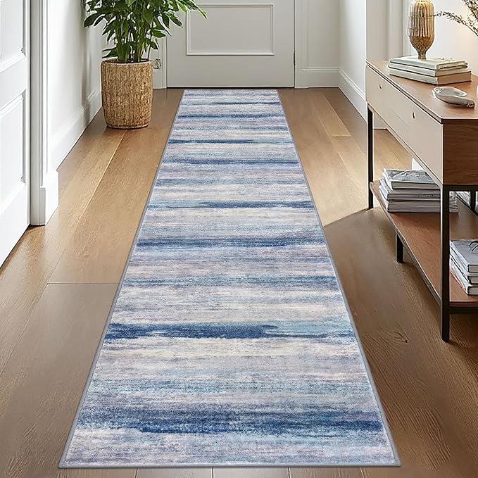 KOZYFLY Modern Abstract Kitchen Runner Rug, 2x10 Washable Rug Runner Non-Slip by KOZYFLY