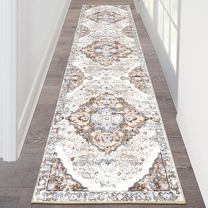 HEBE Hallway Runner Rug 2'x8' Washable Vintage Distressed Area Rugs Non Slip by HEBE