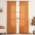 Nanspring Orange Linen Blend Drapes 84 Inch Length 2 Panels Set Back Tab Rod by Nanspring