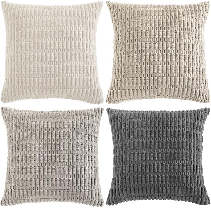 Fancy Homi Set of 4 Grey and White Boho Decorative Throw Pillow Covers 24x24 - Image 9