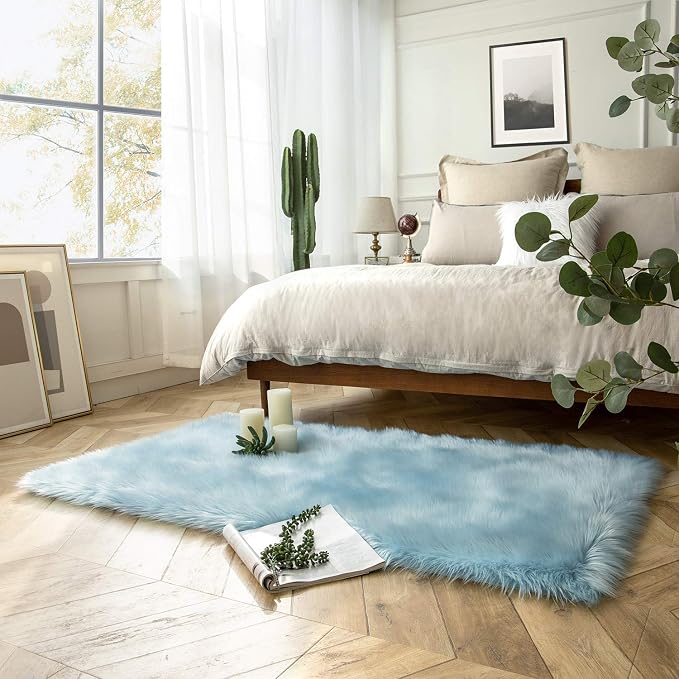 Ashler faux fur rug, Fluffy Shaggy Area Rug Ultra Soft 3 x 5 Feet Rectangle Fur - Image 2
