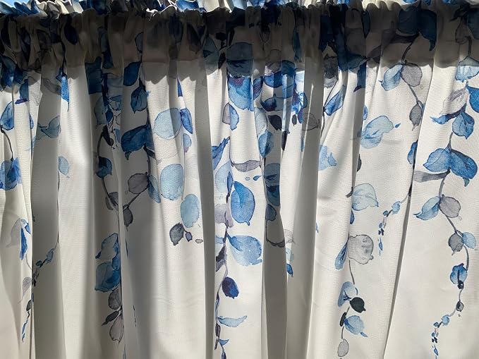 2 Pack Watercolor Blue Leaves Window Valance - Image 3