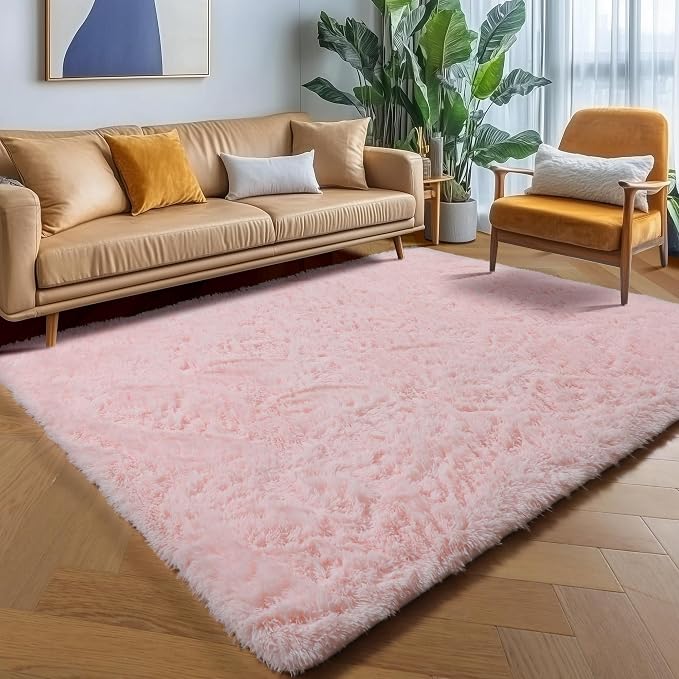 ONASAR Pink Area Rugs for Living Room Girls Bedroom, 5x8 Fluffy Bedside Throw - Image 5