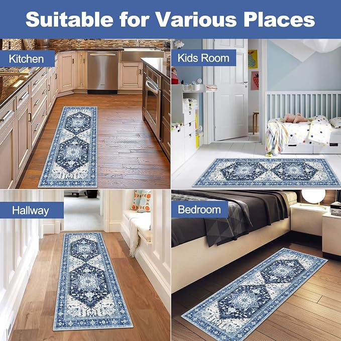 Yamaziot Washable Runner Rug, 2x5 Non-Slip Boho Vintage Hallway Rug Runner - Image 6