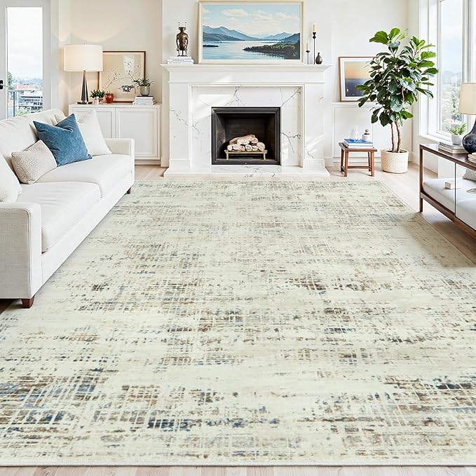 10x14 Area Rugs for Living Room Washable Rug: Anti-Skid Abstract Modern Living by Crority
