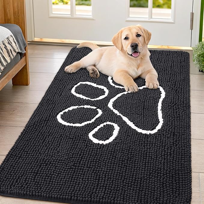 Smiry Dog Door Mat for Muddy Paws, Absorbent Dirt Trapper Non Slip Quick Dry by Smiry