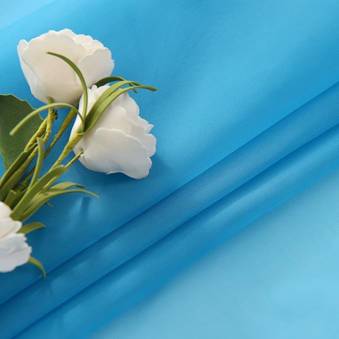 SpaceDresser Basic Rod Pocket Sheer Voile Window Curtain Panels Cyan Blue 1 - Image 6