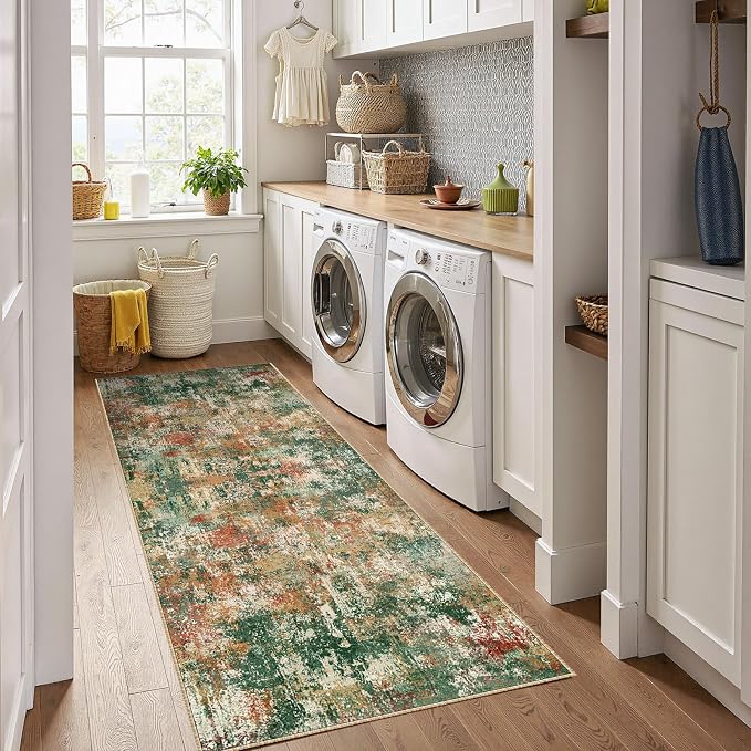 Washable Area Rugs 2'x8' Non-Slip Modern Abstract Soft - Image 3
