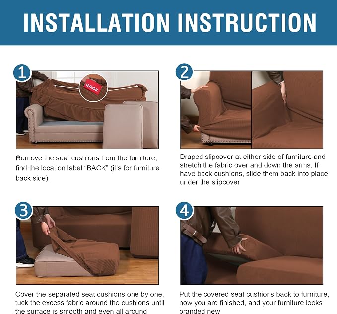 H.VERSAILTEX 4 Piece Stretch Sofa Covers - Image 7