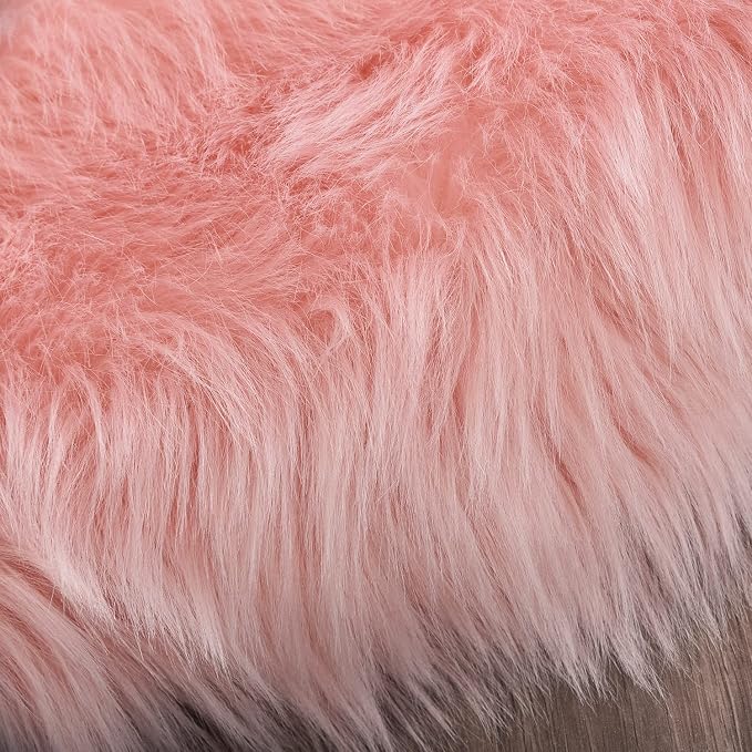 Latepis Pink Bedroom Rug 4x6 Area Faux Sheepskin Rug Fluffy Fur Rugs - Image 6