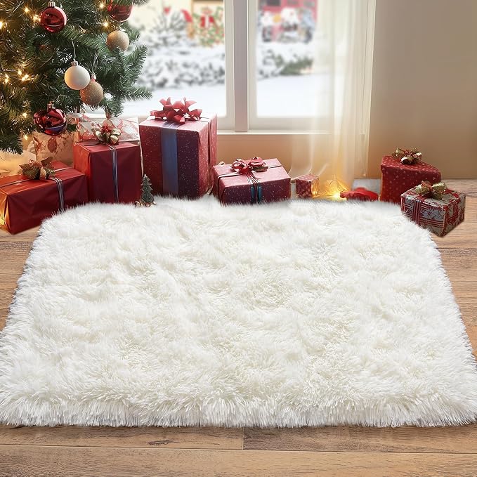 Pionblank Fluffy Small Rug for Bedroom 2x3 Feet, Shag Soft Area Rug, Modern by PIONBLANK
