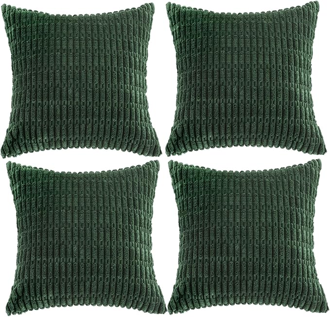 Fancy Homi 4 Packs Hunter Green Decorative Throw Pillow Covers 20x20 Inch by Fancy+Homi