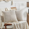 Fancy Homi 2 Packs Neutral Taupe Euro Decorative Throw Pillow Covers 28x28 Inch by Fancy+Homi