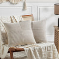 Fancy Homi 2 Packs Neutral Taupe Decorative Throw Pillow Covers 22x22 Inch by Fancy+Homi