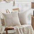 Fancy Homi 2 Packs Neutral Taupe Samll Decorative Throw Pillow Covers 14x14 Inch by Fancy+Homi