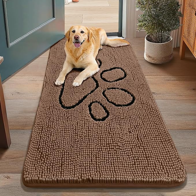 Smiry Dog Door Mat for Muddy Paws, Absorbent Dirt Trapper Non Slip Quick Dry by Smiry