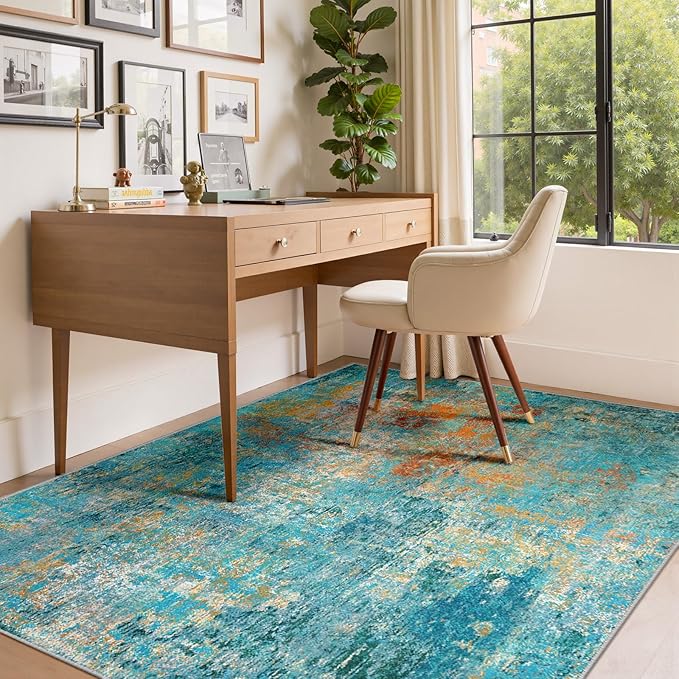 Washable Area Rugs 8'x10' Non-Slip Modern Abstract Soft - Image 4