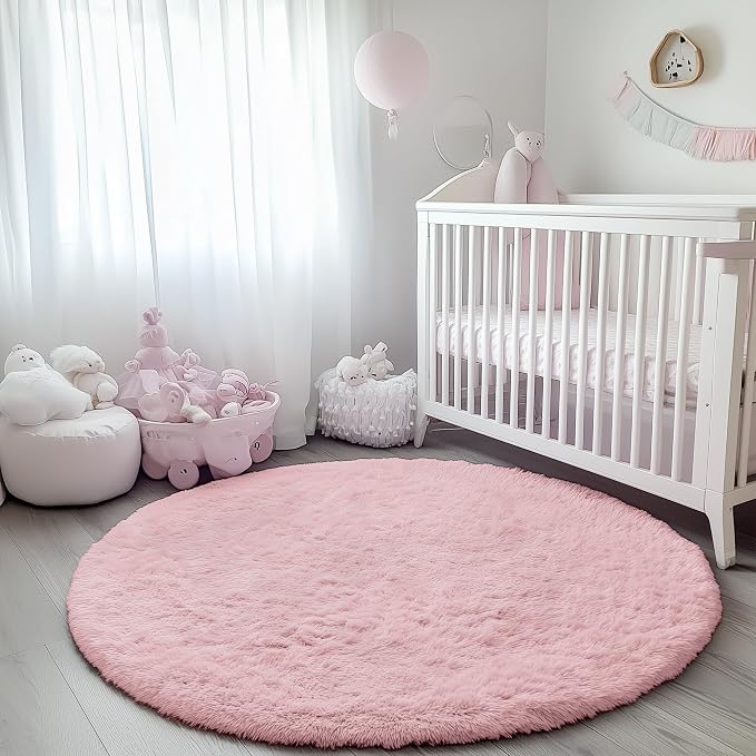 ONASAR Light Pink Round Area Rugs 6ft - Image 8