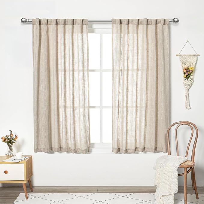 MYSKY HOME Curtains for Kitchen Windows, Sheer Curtains 63 Inch Length for - Image 2