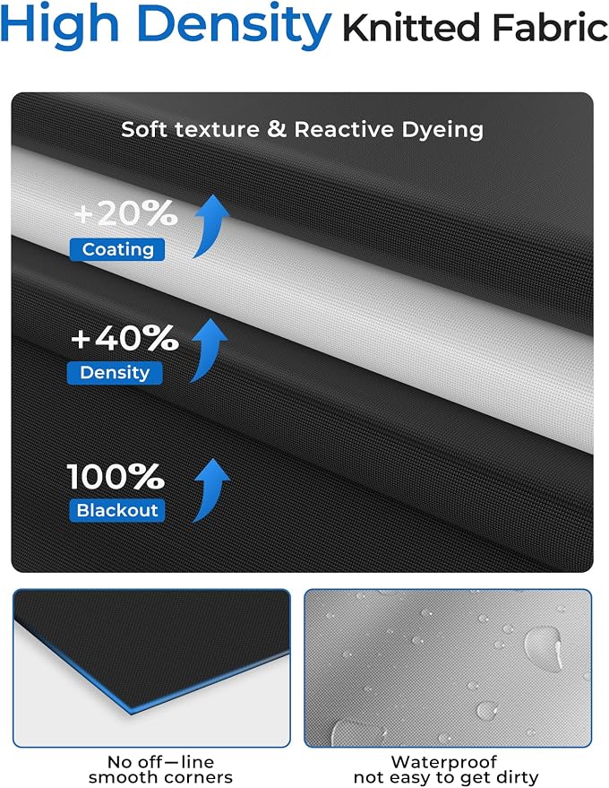 Blackout Curtains 96"x72" Portable No Drill Black Out Window Cover | 100% - Image 7