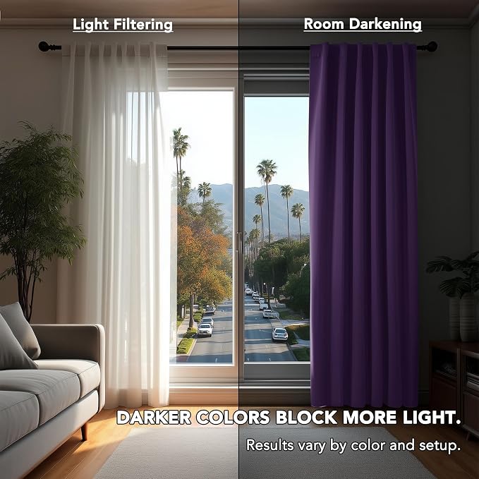 Deconovo Blackout Curtains, Thermal Insulated, W42 x L72 2 Panels, Back Tab - Image 3