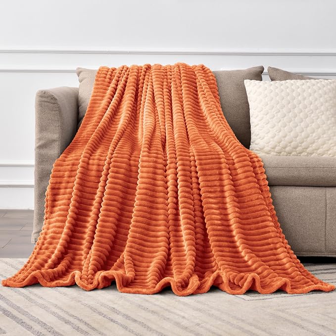BEDELITE Fleece Blanket Twin Size – 3D Ribbed Jacquard Soft and Warm Decorative - Image 7