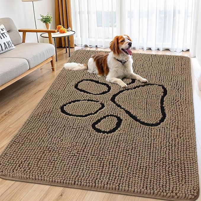 Smiry Dog Door Mat for Muddy Paws, Absorbent Dirt Trapper Non Slip Quick Dry by Smiry