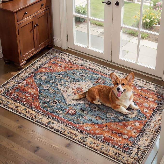 SERISSA 2x4 Boho Rugs for Entryway, Washable Non-Slip Kitchen Runner Rug by SERISSAHomeDecorCollection