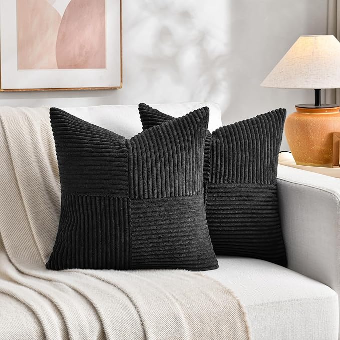 Fancy Homi 2 Packs Black Decorative Throw Pillow Covers 16x16 Inch - Image 6