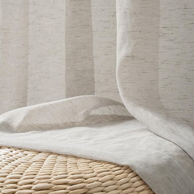 FMFUNCTEX Linen Sheer Curtains for Bedroom, Rod Pocket 2 Panels Set - Image 3