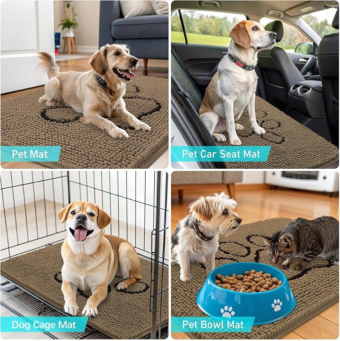 OLANLY Dog Door Mat for Muddy Paws 59x35, Paw Print Design, Absorbs Moisture - Image 7