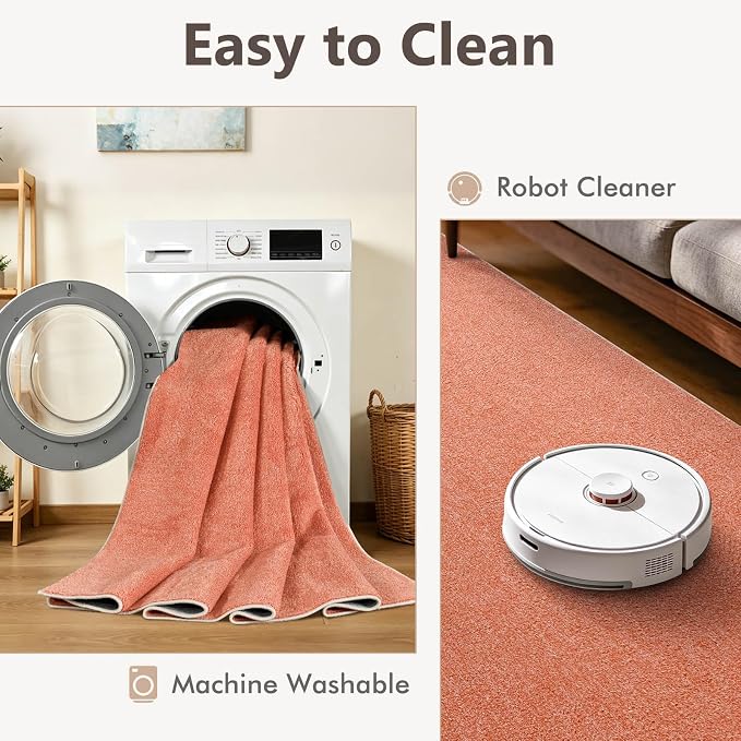 2x3 Orange/White Area Rug Washable Non-Slip Soft - Image 7